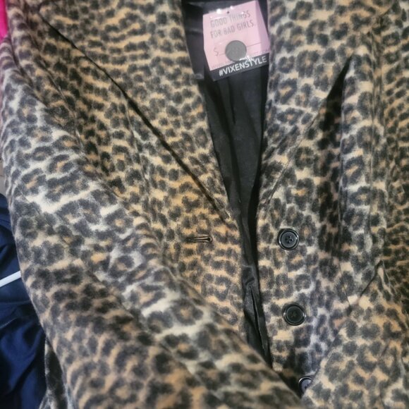 Vixen by Micheline Pitt Leopard Starlet Coat MED NWT - Picture 5 of 6